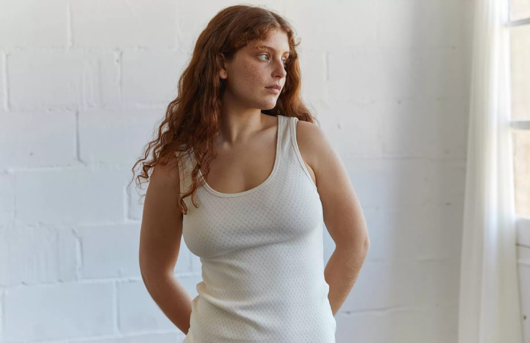 Unterwäsche*TWOTHIRDS Bio-Pointelle-Tanktop Ekru