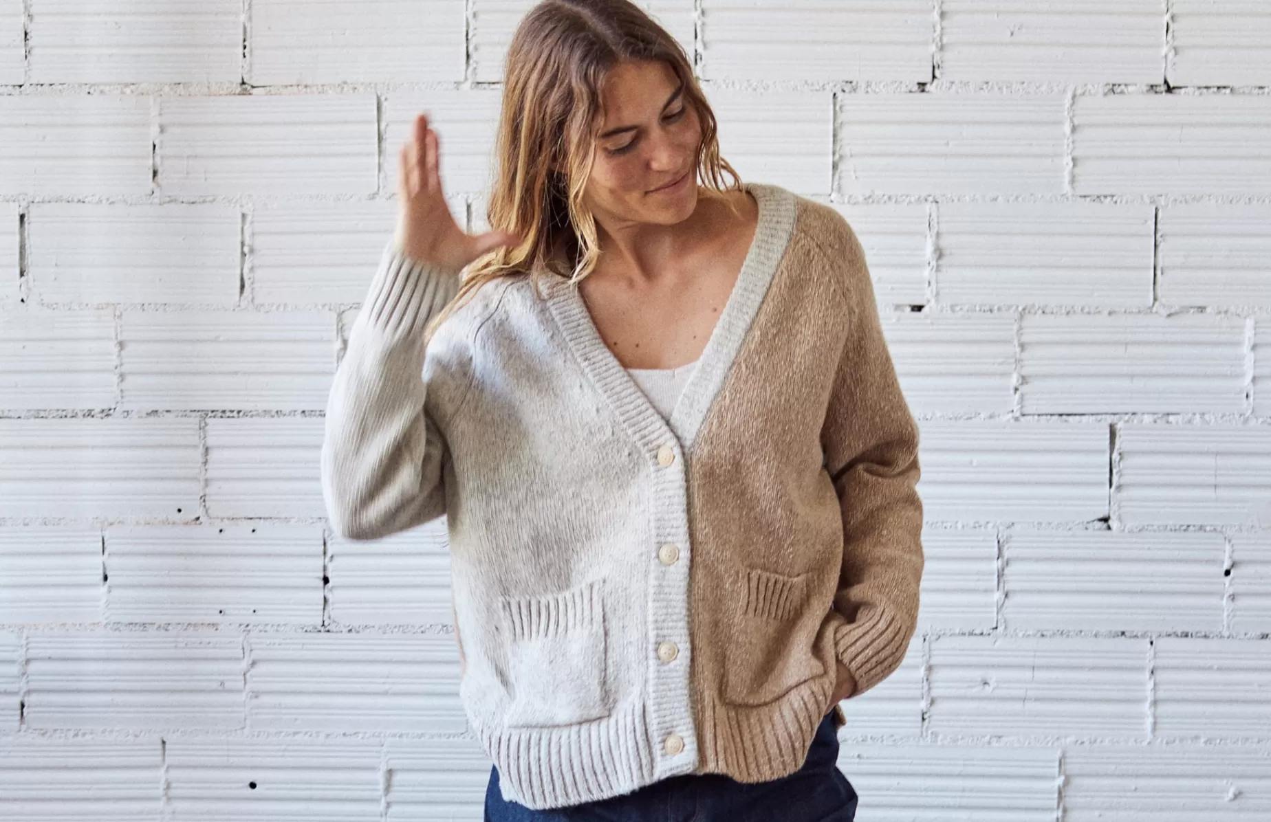 Strick*TWOTHIRDS Chimanas Blockfarbe Beige