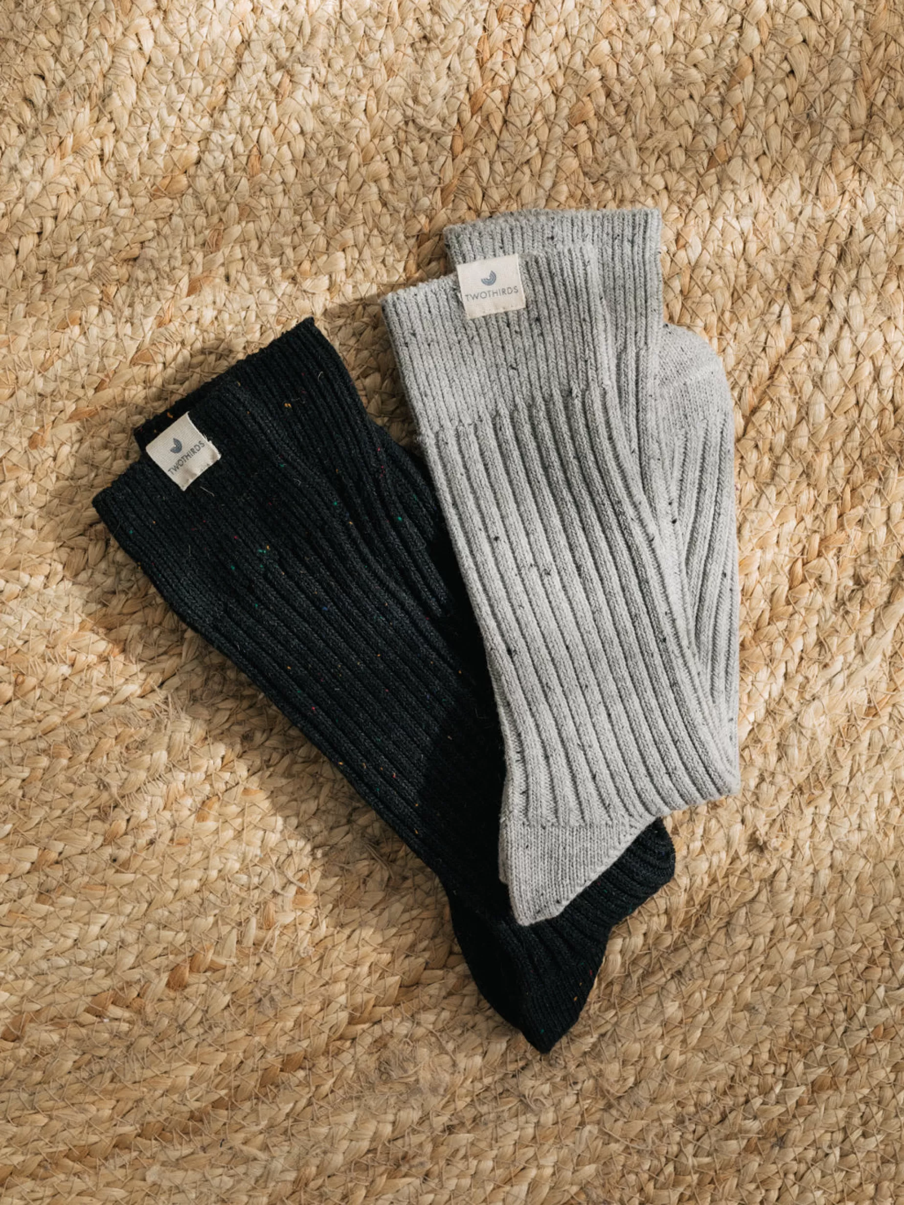 Socken*TWOTHIRDS Nyord Rippenschwarze Neps