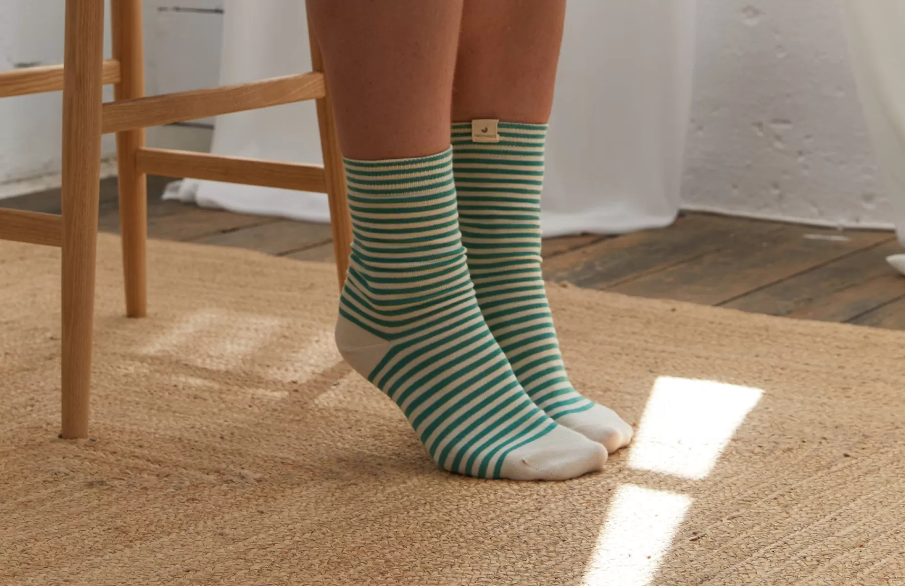 Socken*TWOTHIRDS Spitze Weiche Grune Streifen