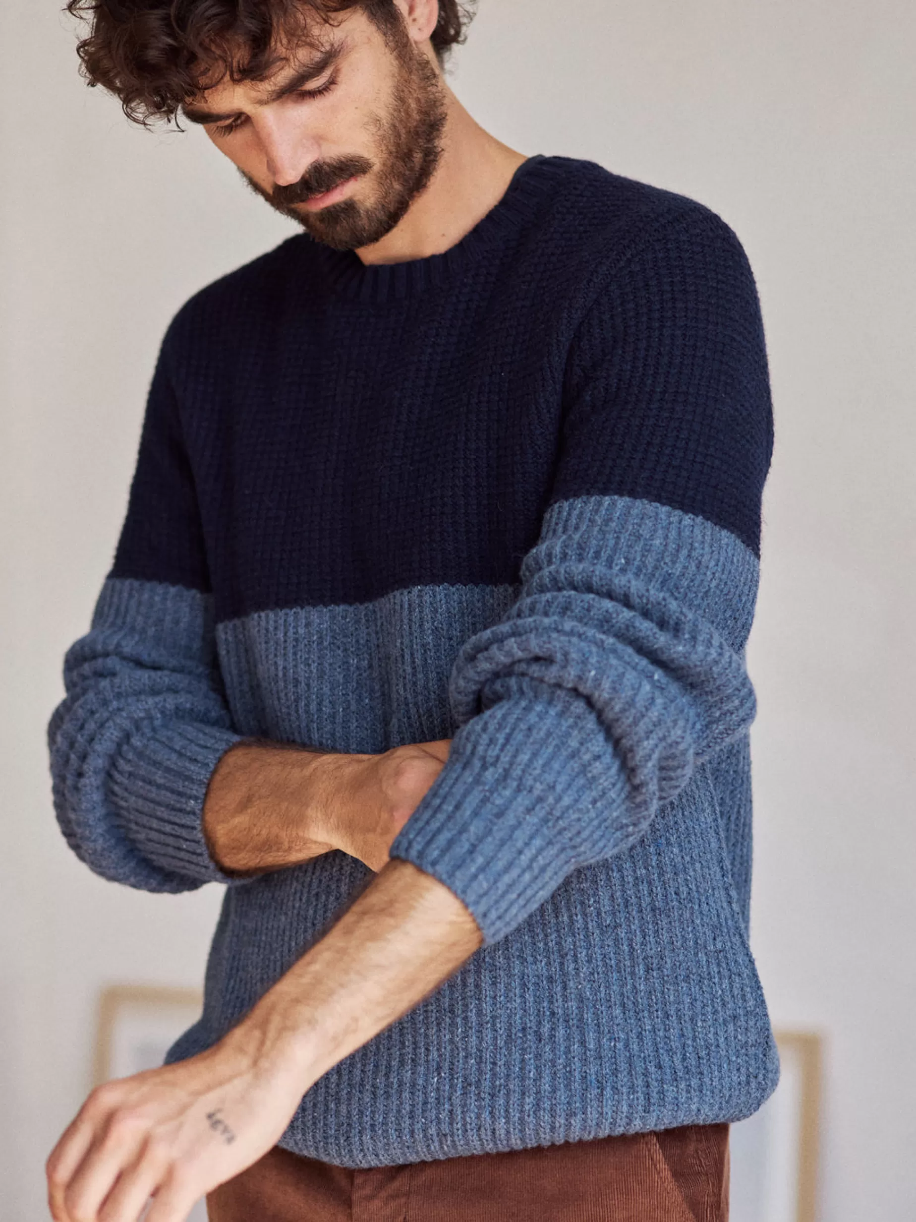 Strick*TWOTHIRDS Tudela S Blockfarbe Blau