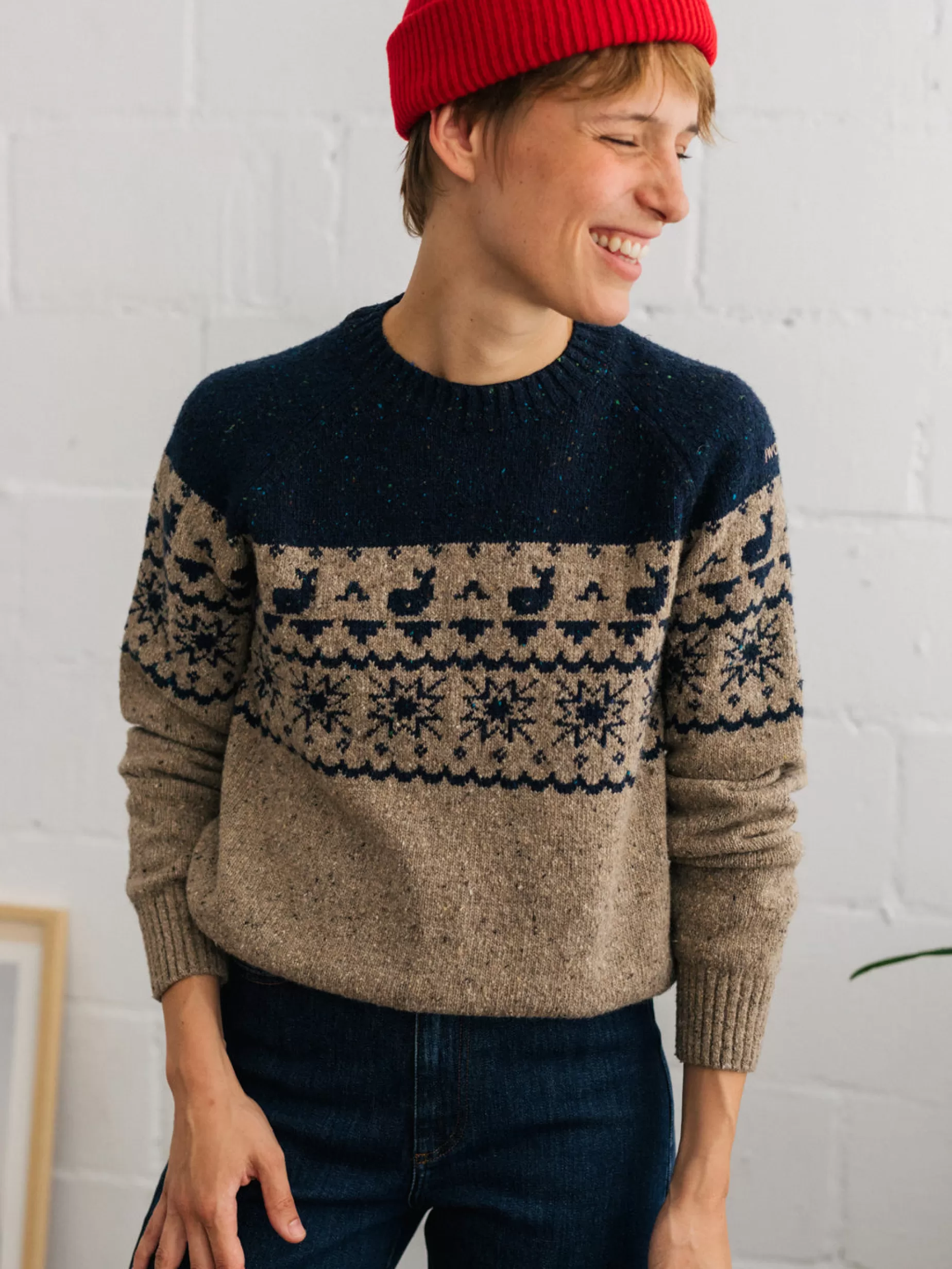 Strick*TWOTHIRDS Yakushima Zweifarbiger Jacquard
